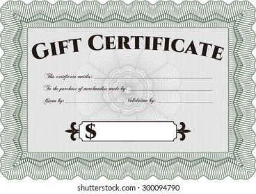 Gift certificate template. With great quality guilloche pattern. Customizable, Easy to edit and change colors.Sophisticated design. 