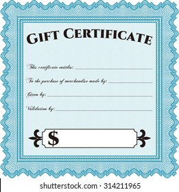 Gift certificate template. With guilloche pattern and background. Customizable, Easy to edit and change colors.Complex design. 