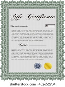 Gift certificate template. With linear background. Beauty design. Border, frame. 