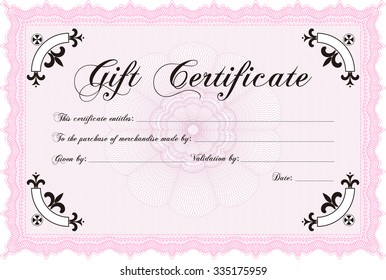Plantilla de certificado de regalo. Bonito diseño. Fácil de imprimir. Ilustración vectorial.