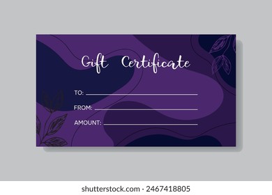Gift Certificate. Template in modern style for salon, gallery, spa, store. Vector.