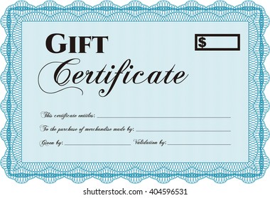 Gift certificate template. Printer friendly. Complex design. Detailed. 