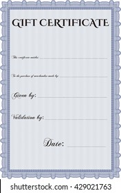 Gift certificate template. Printer friendly. Detailed. Complex design. 