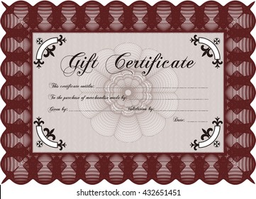Gift certificate template. Printer friendly. Detailed. Complex design. 