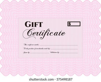 Gift certificate template. With quality background. Superior design. Border, frame. 
