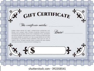 Plantilla de certificado de regalo. Con un fondo de calidad. Borde, marco. Diseño superior. 