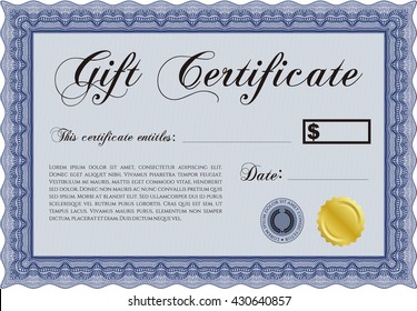 Geschenkzertifikatvorlage. Mit hochwertigem Hintergrund. Grenze, Rahmen. Überragendes Design. 