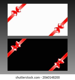 Plantilla de certificado de regalo con cinta roja. Ilustración vectorial. Diseño de invitación, certificado, cupón de regalo, vale.