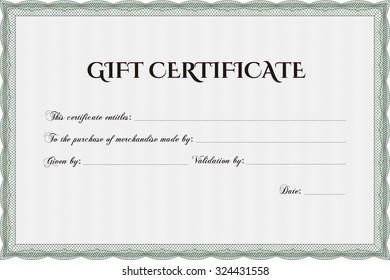 Gift certificate template. Retro design. With complex linear background. Customizable, Easy to edit and change colors.