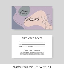 Plantilla de certificado de regalo, para salón, Galería, spa, tienda. Certificado de regalo. Vector.