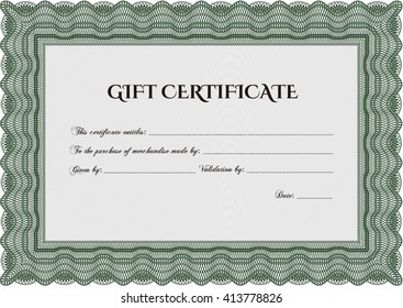 Plantilla de certificado de regalo. Diseño superior. Borde, marco. Con un fondo de calidad. 
