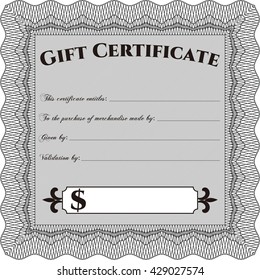 Gift certificate template. Superior design. Border, frame. With quality background. 