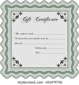 Gift certificate template. Superior design. With quality background. Border, frame. 