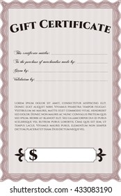 Plantilla de certificado de regalo. Diseño superior. Con un fondo de calidad. Borde, marco. 