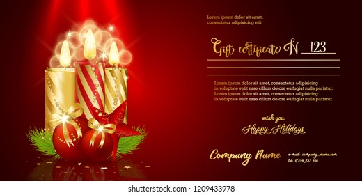 Gift certificate. Vector Illustration on "Merry Christmas" theme.