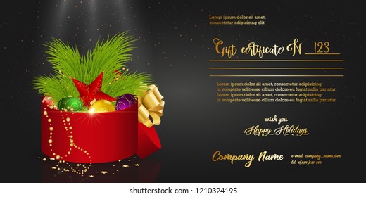 Gift certificate. Vector Illustration on "Merry Christmas" theme.