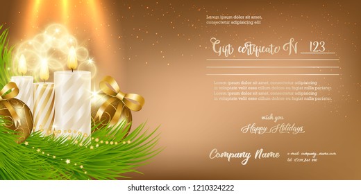 Gift certificate. Vector Illustration on "Merry Christmas" theme.