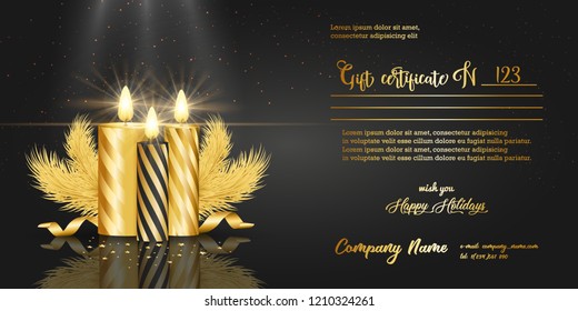 Gift certificate. Vector Illustration on "Merry Christmas" theme.