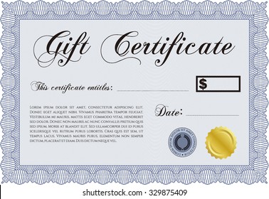 Certificado de regalo. Ilustración vectorial.Fácil de imprimir. Diseño superior. 