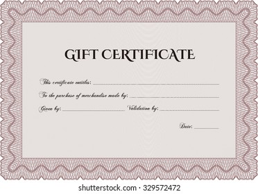 Gift certificate. Vector illustration.Lovely design. With quality background. 