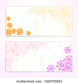 Gift certificate, voucher, gift card or cash coupon template in floral theme