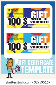 Gift certificate voucher coupon template modern style.Gift voucher card template with colorful pattern,vector format eps10