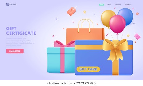 Certificado de regalo, cupón, concepto de ilustración 3d vectorial de cupón. Concepto tridimensional para página de inicio, plantilla, ui, web, aplicación móvil, afiche, banner, volante.