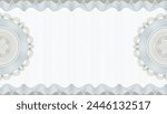 Gift certificate. Voucher with guilloche grid and pattern coupon or cheque template with guilloche border and rosette. Watermark security editable stroke vector paths, document protection