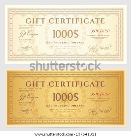 gift certificate voucher template guilloche pattern のベクター画像