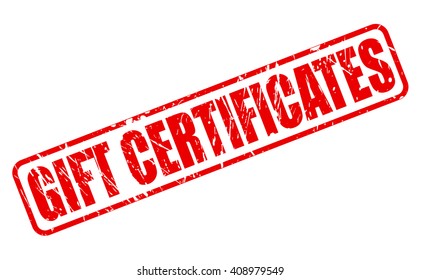 GIFT CERTIFICATES red stamp text on white