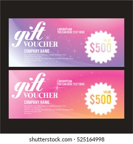 Gift certificateVector illustration, Gift voucher colorful pattern