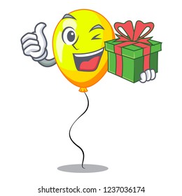 With gift character yellow balloon ticket on holiday