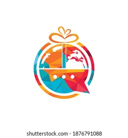 Chat de regalo diseño de logotipo moderno y sencillo. Regalo con el diseño vectorial del icono del logotipo de charla de chats de burbujas.