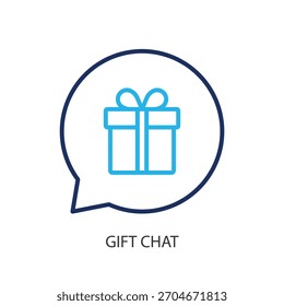 Geschenk-Chat dünne Linie Symbole. Original Vektorgrafik.