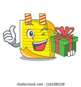 With gift checked note paper mascot