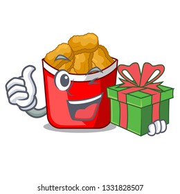 With gift chicken nuggets in the cartoon shape