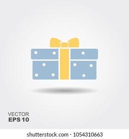 Gift for children. Vector flat icon with shadow