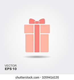 Gift for children. Vector flat icon with shadow
