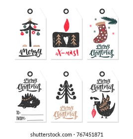 Gift christmas and happy new year tags
