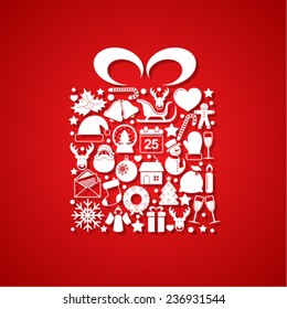 Gift with Christmas icons