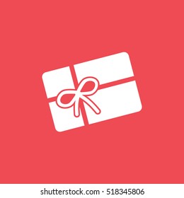 Gift Christmas New Year Flat Icon On Red Background