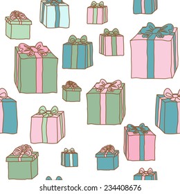 Gift Christmas seamless vector pattern paper effect