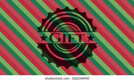 Gift christmas style emblem. Vector Illustration. Detailed.