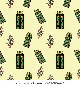 Gift christmas theme yellow background