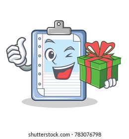 With gift clipboard character cartoon style