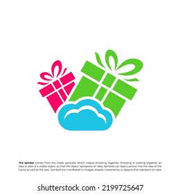 Gift Cloud Logo Design Template. Cloud Gift logo concept vector. Creative Icon Symbol