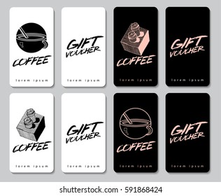 A gift coffee voucher or discount coupon. Template for your design. Vector illustration