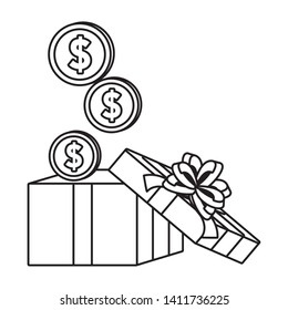 Gift and coins icon design vector illustration