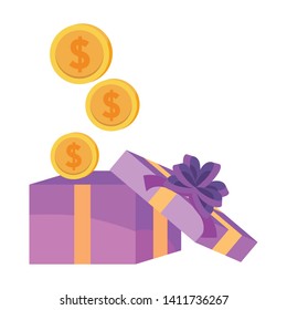 Gift and coins icon design vector illustration