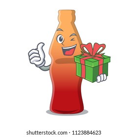 With gift cola bottle jelly candy mascot cartoon